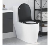 Toilet Seat Duroplast Black 47 x 36 cms Slim Modern Minimalist Indoor, Easy Fit