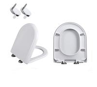 Toilet Seat, Elongated D Shaped Toilet Seat Slow Close, Heavy Duty Toilet Lid with UF Material, Soft Close & Quick Release, Top Fix to Install and Clean,02M