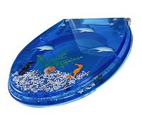 Toilet seat Environmentally Friendly Resin Toilet Seat with Stainless Steel Adjustable Hinge, Oval Quick Release Toilet Lid, Multiple Colors Available(Dolphin and Seahorse)
