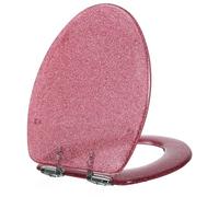 Toilet seat Glitter Toilet Seat 17.3"×14.2" Soft Close Toilet Seats Cover with Quick Release for Easy Clean Resin Toilet Lid V Type Pink (Pink)
