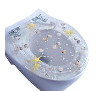 Toilet Seat, Good Looking Toilet Seat Cover, Fashion Modern Clear Resin Toilet Seat with Soft Close Mechanism, Quick Release Easy to Clean Starfish