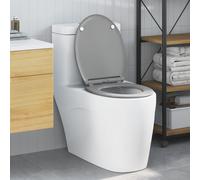 Toilet Seat Grey Duroplast 47x37.5x3.8cm Slim Soft-Close Modern Bathroom Durable