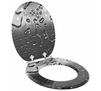 Toilet Seat Grey MDF 44x38cm Soft Close Non-Slip Bumpers Fits 13-18cm Indoor Use