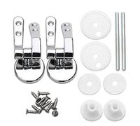 Toilet Seat Hinge 2Pcs for Wood & MDF Toilet Seats - Pair of Chrome Finished Replacement Hinges Including Fittings & Repair Parts - by TRIXES
