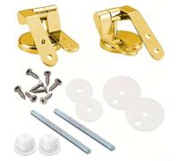 Toilet Seat Hinge Brushed Gold Zinc Alloy Fittings Set Includes Nuts Screws Washers Adjustable Secure Fixing Rust Resistant Spare for Most Toilet Models Slow Close Wood Seat