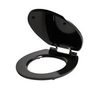 Traditional Toilet Seat Bathroom Accessories Glossy Finish 48 x 38 cm Hole Spacing 16 cm Glossy Finish MDF Black Inirida
