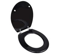Toilet Seat MDF Black 45x36x5cm Adjustable Hinges 12-20cm Universal Durable Lid