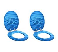 Toilet Seat MDF Blue Drop 44x38cm Soft Close Non-Slip Bumpers 2pcs Comfort-Fits