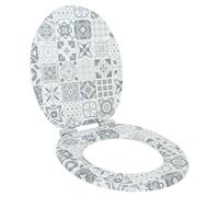 vidaXL Soft-Close Toilet Seat Blue and White Porcelain 44 x 38 cm