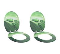 Toilet Seat MDF Green Drop 44x38cm Soft Close Non-Slip 2pcs Indoor 28x24.5cmPair
