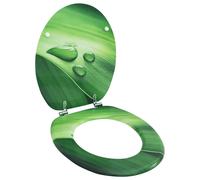 Toilet Seat MDF Green Water-Drop Design 42.5x35.8cm Adjustable Hinges Universal