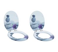 Toilet Seat MDF Grey 44x38 cm Soft-Close Non-Slip Bumpers 2pcs EasyFit IndoorUse
