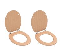 Toilet Seat MDF Light Bamboo 43.7x37.8cm Adjustable Chrome-Zinc Hinges 2pcs Set