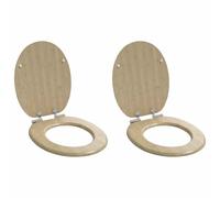 Toilet Seat MDF Light Bamboo 44x38 cm Soft-Close Non-Slip Bumpers 2pcs Durable