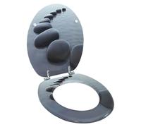 Toilet Seat MDF Stones 43.7x37.8cm Universal Adjustable Hinges 12-20cm EasyClean