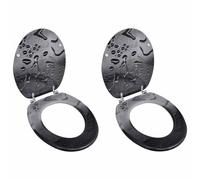Toilet Seat MDF Water Drop 43.7x37.8cm Cover 42.5x35.8cm 2pcs Chrome Hinges Adj