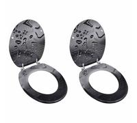 Toilet Seat MDF Water Drop 43.7x37.8cm Cover 42.5x35.8cm 2pcs Chrome Hinges Adj