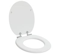 Toilet Seat MDF White 44x38cm Soft Close Non-Slip Bumpers Standard Fixing 13-18