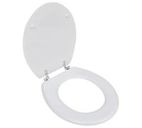 Toilet Seat MDF White 45x36x5cm Adjustable Chrome-Zinc Hinges 12-20cm Universal