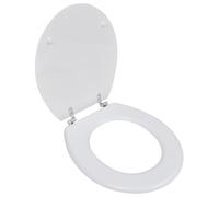 Toilet Seat MDF White 45x36x5cm Chrome-Zinc Hinges Adjustable 12-20cm Universal