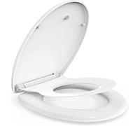 Toilet Seat, MUJIUSHI Slow Close 2-in-1 Family Toilet Seat with Built in Potty Training Child Seat, Detachable Magnetic Kids Seat Cover, Standard O Form Family Toilet Lid for Toddlers & Adults
