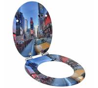 Toilet Seat Multicolour MDF 44x38cm Soft-Close Seat Aperture 28x24.5cm NonSlips