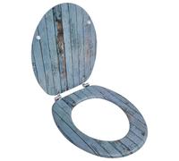 Toilet Seat Old Wood MDF 43.7x37.8cm Chrome-Zinc Alloy AdjustableHinges QuickFit