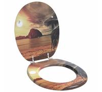 Toilet Seat Orange MDF 44x38cm Soft-Close Non-Slip Bumpers 13-18cm Fixing Indoor