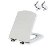 Toilet Seat Rectangle Plastic Square Front Simple Top-Fixing White 35X43Cm