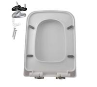 Toilet Seat Rectangle Slow-Close Cover White Square Lid with Quick-Release Hinges 36X47Cm 04F