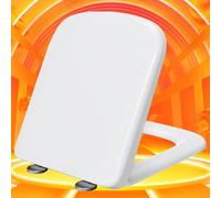 Toilet seat Rectangular Toilet Seat Soft Close Quick Release Easy Fit Toilet Seat Quick-Release Square Shape Durable Loo Seat, with Stainless Adjustable Hinges,white-36 * 44cm