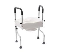 Toilet Seat Riser Frame with Support Arms, Elderly Safety Bathroom Aid, Adjustable Height Aluminium Mobility Raiser for Seniors & Disabled