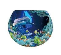 Toilet Seat Sea PVC - PVC Washable Peel and Stick Sea Toilet | Durable Toilet Cove | Fish Toilet Lid Cover | Toilet Lid Protective Decoration Cover | Waterproof Peel and Bathroom Stick Wall Decal