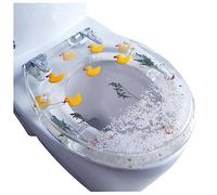Toilet Seat, Silent Slow Close, with Clear Seashells Cover, Removable Resin Toilet Seat, Heavy-Duty Comfort Toilet Seat, Easy to Install, for U/V/O Type Bathroom Decoration(Color:B)
