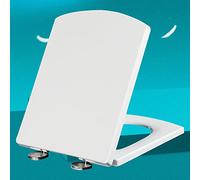 Toilet seat Slow Close Toilet Seats Quick Release Plastic Toilet Seat Soft Close Non-Slip Square Shape Loo Seat, Easy Clean with Non-Slip Seat Bumpers,white-37 * 47cm