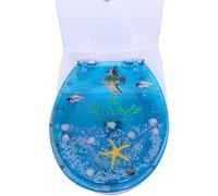 Toilet Seat Slowly Close Will Never Loosen and Provide The, Easily Remove WC Seat, Fits Family Hotel Apartment Office Building, Blue Ocean Yellow Starfish 3D Decorative