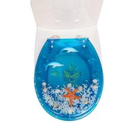 Toilet Seat Slowly Close Will Never Loosen and Provide The, Easily Remove WC Seat, Fits Family Hotel Apartment Office Building, Blue Ocean Yellow Starfish 3D Decorative
