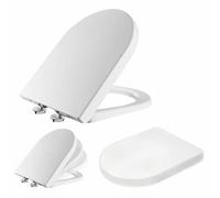 Toilet Seat Soft Close Luxury D Shape White Bathroom Heavy Duty Seats Anti Slam - White