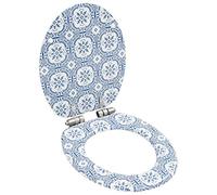 Toilet Seat Soft Close MDF Porcelain Design, Durable MDF Material, Easy Installation, Elongated Shape, Ideal for Home Bathroom
