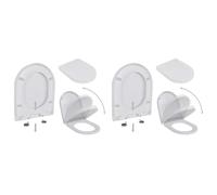 Toilet Seat Soft-Close Quick-Release White PP+Stainless 46x36cm 2pcs Easy-Clean