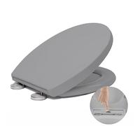 Toilet Seat Soft Close, Soft Close Toilet Seat with Quick Release for Easy Clean, Standard Loo Toilet Seats O Shape, Simple Top Fixing, Universal Toilet Seat, Grey