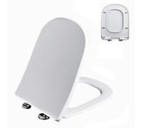 Toilet Seat Soft Close, Universal Square Toilet Seats White, Two Buttons Hinge Quick Release for Easy Clean and Install, Top Fittings, Urea Formaldehyde, 04K, 37x48.5cm