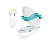 SONGMICS O-Shape Toilet Seat Soft Close, with Handle, Quick-Release, Universal Toilet Seat, Easy Installation, Duroplast, 300 kg High Load, Heavy-Duty, White BTL101WZ01