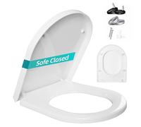 Toilet Seat Soft Close with Quick Release for Easy Clean, D Shaped Soft Close Toilet Seat White with Adjustable Hinges, Universal Toilet Lid in Sturdy Anti-Bacterial Premium PP Material