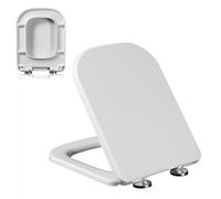 Toilet Seat Square Soft Close, 04B, 45x36cm, Slow and Quiet-Close Toilet Lid and Seat, No Slam, Easy Installation & Release, Safe PP Material, Easy Clean, White Plastic