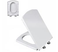 Toilet Seat Square Soft Close, Toilet Lid Slow Close Quiet No Slam, Easy Installation & Release, Easy Clean, 360° Adjustable Hinge, White, Urea Formaldehyde, 03C, 38x48.8cm