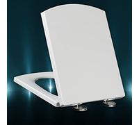 Toilet seat Square Toilet Seat Soft Close Quick Release Family Toilet Seats Square Toilet Seats with Cover White Slow Close, Premium Universal Loo Seat,White-44~50 * 37cm