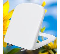 Toilet seat Toilet Seat Soft Close Heavy Duty Quick Release Square Toilet Seat, Top Fixing Square Loo Seat Bathroom Toilet Lid Dual Fixing Stainless Hinges,white-34 * 45cm