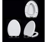 Toilet seat Toilet seat, Soft Close Toilet Seats White, Quick Release, Adjustable Hinges, Top/Bottom Fixing, Toilet Lid, Bacterial Urea-Formaldehyde Resin-V-4 (V2)