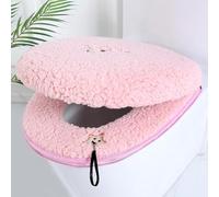 Toilet Seat Warmer Cover & Toilet Lid Cover 2PCS Toilet Seat Covers for Bathroom with Zipper Handle Plush Thicker Washable